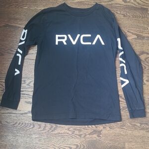 RVCA Black Long Sleeve Tee with White Logo